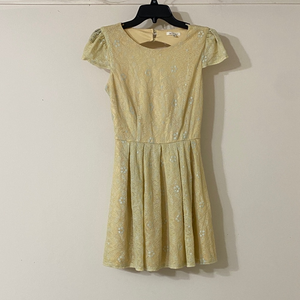 Miami Yellow Lace Mini Dress